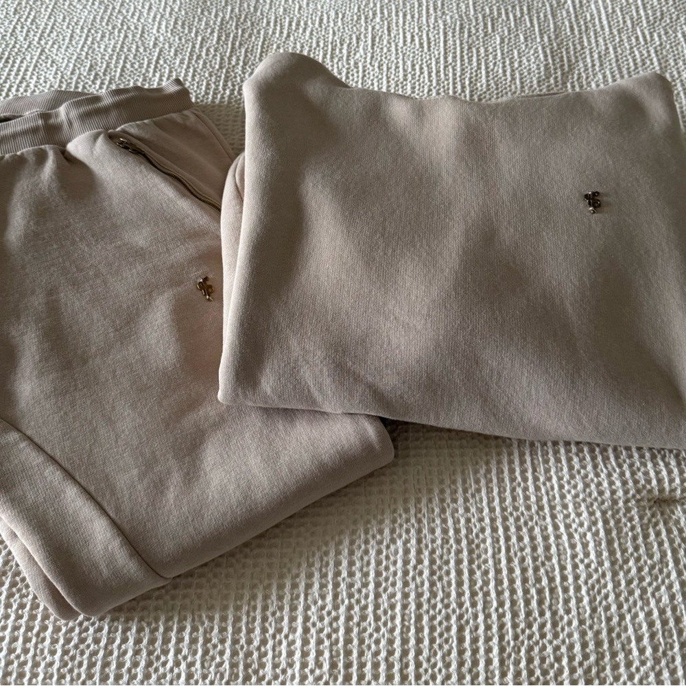Men’s Father Son Beige Hooded Tracksuit / Sweats